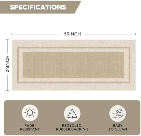 Artoid Mode Beige Absorbent Rectangle Non-Skid Doormat, Home Mats Non Slip - Image 3