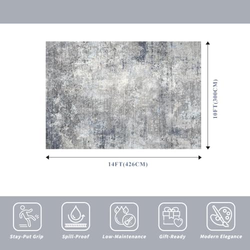 10x14 Area Rug for Living Room, Washable Modern Abstract Rug - Image 2