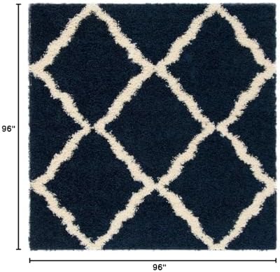 SAFAVIEH Dallas Shag Square Rug 8', Soft Plush Navy & Ivory SGD257N - Image 2