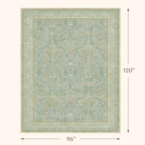 Large 8x10 Bedroom Area Rug, Washable Living Room Rugs, Floral and Botanical - Image 2