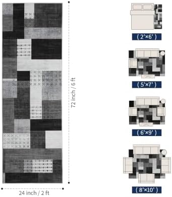 YIHOUSE 2x6 Kitchen Runner Rug Non Slip Washable, 6ft Patchwork Rug Runners - Image 2