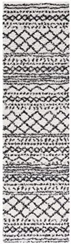 SAFAVIEH Arizona Shag Runner Rug 2'3"x6', Soft Plush Ivory & Black ASG741Z - Image 3