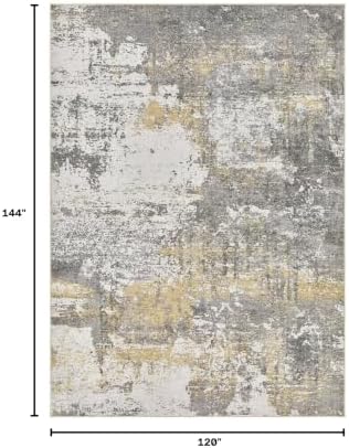 Area Rug Living Room-10X12 Abstract Washable Rug Gold - Image 2