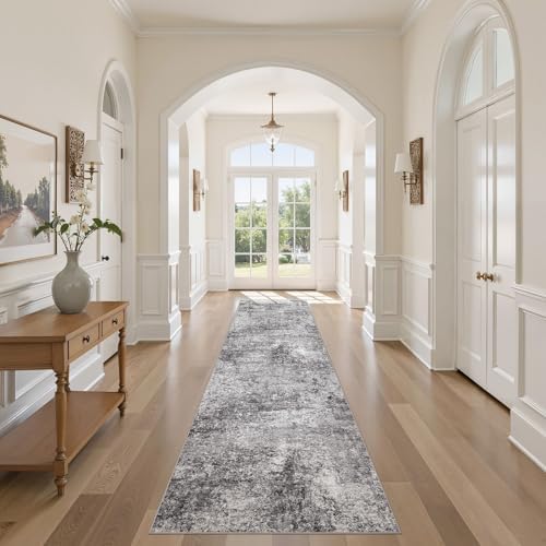 DMOYEST Washable Runner Rug for Hallway: 2.6x10 Neutral Modern Abstract Low by DMOYEST