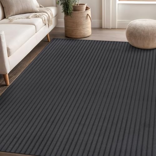 Fluffy Area Rug 4 x 6 Modern Durable Ultra Soft Plush Ribbed Indoor Rugs - Image 4
