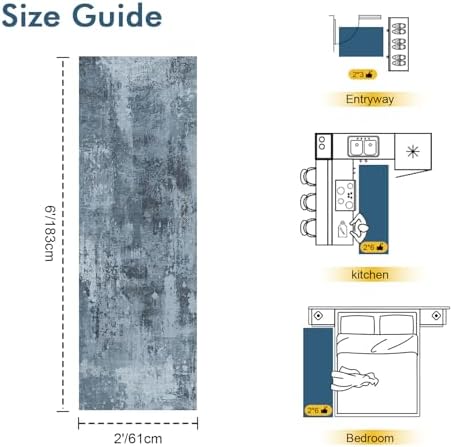 2x6 Ft Abstract Washable Runner Area Rugs - Image 2