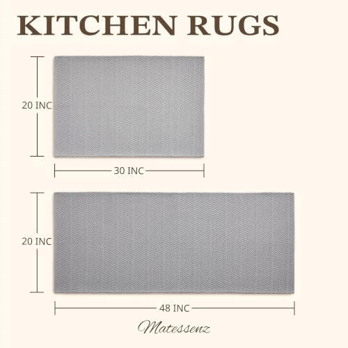 MatEssenz 2-Piece Kitchen Rugs Set, Faux Linen Woven Textured Washable Kitchen - Image 2