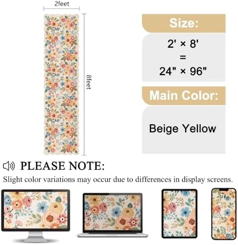 DUKINO 2x8 Washable Runner Rug, Floral Non Slip Kitchen Rugs - Image 2