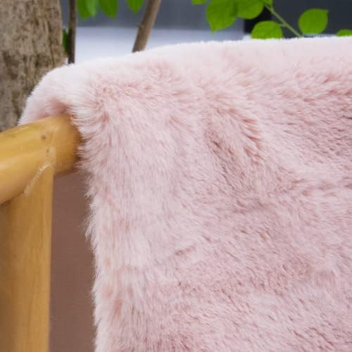 ORINOVA Pink Boho Faux Rabbit Fluffy Fur Rugs - Image 4
