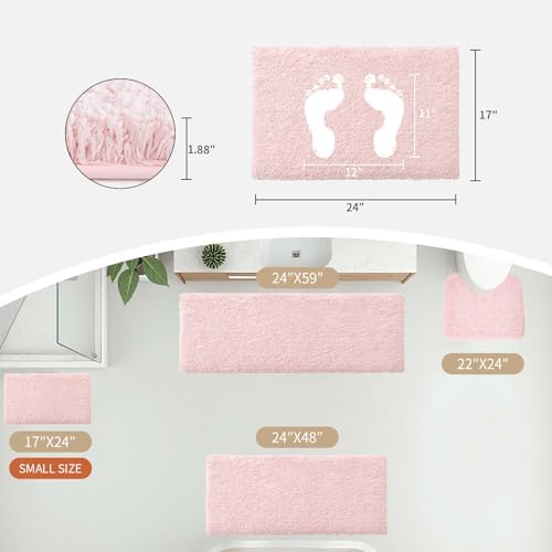 Disolla Sakura Pink Bathroom Rugs 17x24, Non-Slip Plush Small Bath Mat - Image 2