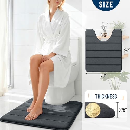 OLANLY Memory Foam Toilet Rugs U Shaped 24x20, Super Soft and Absorbent - Image 4