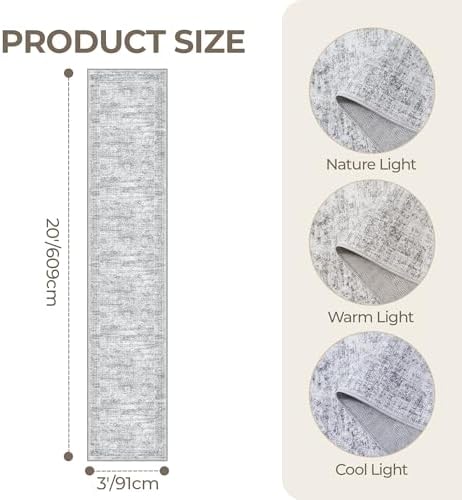 3x20 Runner Rug Non Slip, Washable Hallway Runner Rug - Image 2