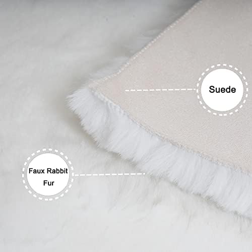 Ghouse White 8x10 Area Rug Fluffy Faux Rabbit Fur Rug White Plush Shag Rug - Image 5