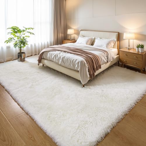 3x5 Cream White Fluffy Shag Rug - Image 6