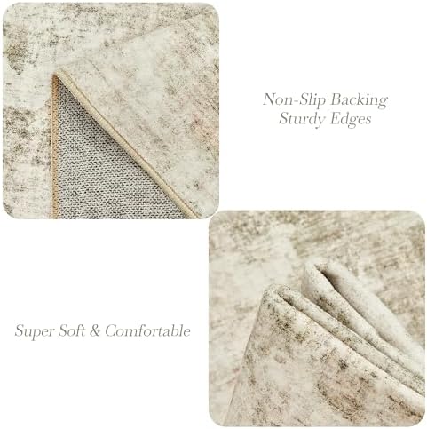 Soalmost 9x12 Area Rugs for Living Room Washable Rug Abstract Beige/Gray - Image 6
