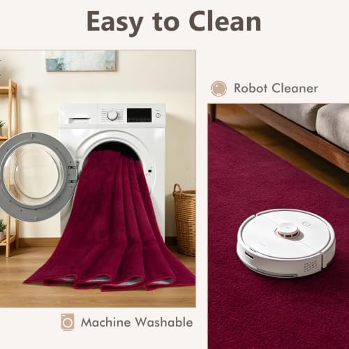 2x8 Burgundy Solid Runner Rug Washable Non-Slip - Image 6