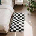 Black and White 2x4 Area Rugs for Bedroom, Fluffy Rug Small Bedside Carpet by Yongyangjuxi