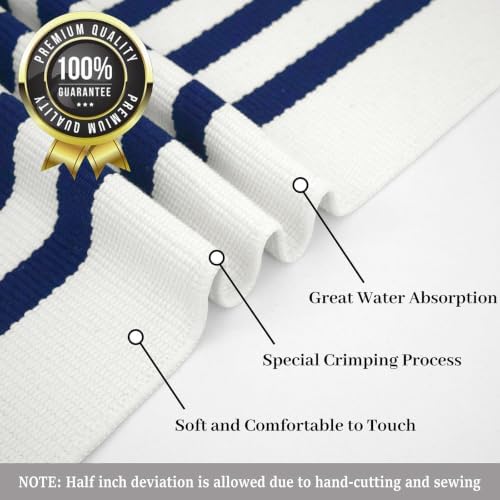 KILOCOCO Blue White Striped Rug 4x6 ft Front Door Mat Indoor Washable Rug - Image 6