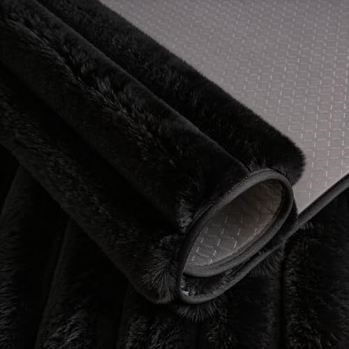 Black Rabbit Striped Plush Rug 6'x9', Fluffy Shaggy Area Rug - Image 7