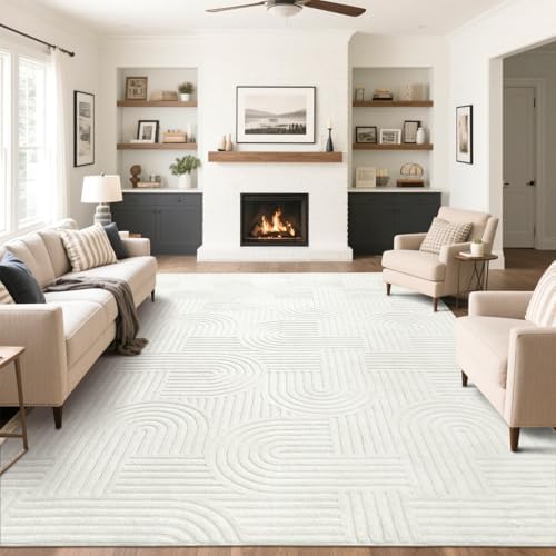 SHACOS Soft Cozy Fluffy Arch Pattern High Low Pile Area Rugs 8'x10' Large Non by SHACOS