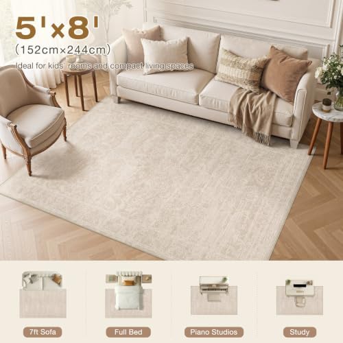 Nakagishi Neutral 5x8 Area Rugs - Image 4