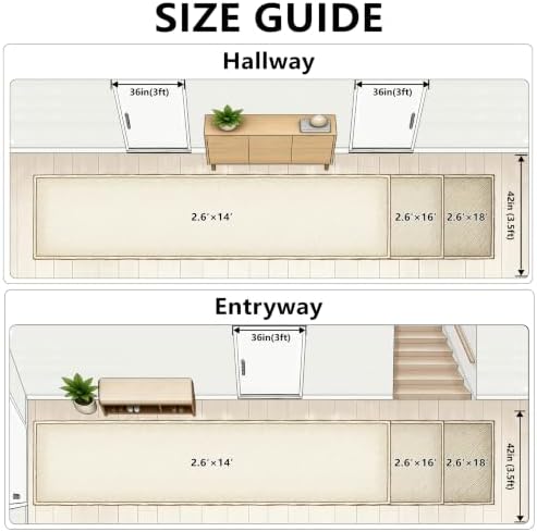 Long Hallway Runner Rug 2.6x16ft Textured Non Slip - Image 2