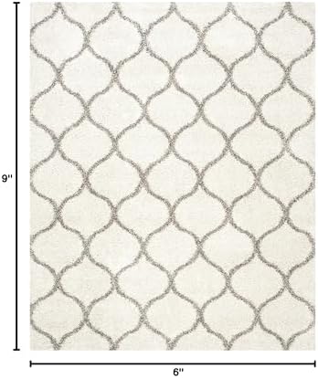 SAFAVIEH Hudson Shag Collection 6' x 9' Ivory/Grey SGH280A Moroccan Ogee - Image 2