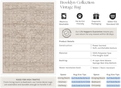 HUGEAR Beige Area Rug 3x5 Washable Neutral Rug - Image 3