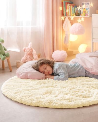 Smiry Round Area Rugs for Living Room Bedroom 2x2 ft, Fluffy Carpet - Image 5