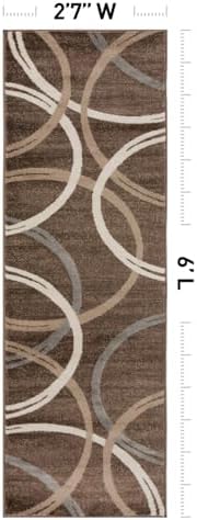 Rugshop Wavy Circles Modern Non-Shedding Runner Rug Brown 2'7" x 6' - Image 2
