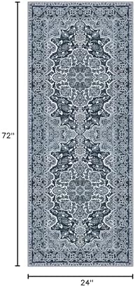 KUTA Vintage Washable Runner Rug 2x6 Navy Blue Runners - Image 2