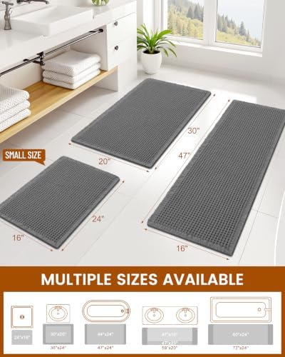 Smiry Waffle Bath Mat 72X24, Extra Soft Absorbent Bathroom Rugs, Dark Grey - Image 2