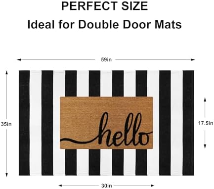 Striped Outdoor Rug 3'x5', Halloween Door Mat, Cotton Woven Washable - Image 2