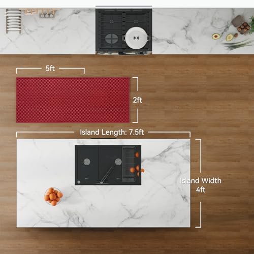YDKGL Hallway Runner Rug Woven Washable Long Kitchen Runner Red 2x5 ft - Image 2