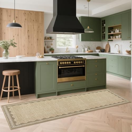 GarveeHome 2x6 Runner Rug for Hallway Washable Kitchen Rugs Non Slip Solid Tan - Image 4