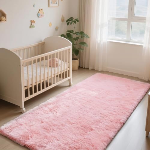 4x6 Pink Fluffy Area Rug for Bedroom and Living Room, Washable Soft Shag Carpet - Image 2