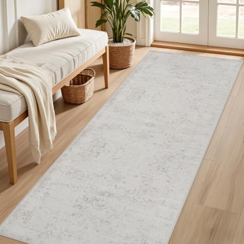 2x6 Hallway Washable Runner Rug: Kitchen Carpet Neutral Cream - Image 2