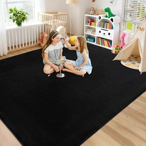 Large Area Rugs for Living Room Bedroom 9x12 Black Rug Ultra Soft - Image 3