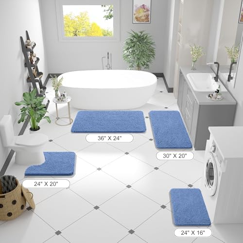 OLANLY Bathroom Runner Rugs 47x20, Extra Soft Absorbent Chenille Bath Rugs - Image 2