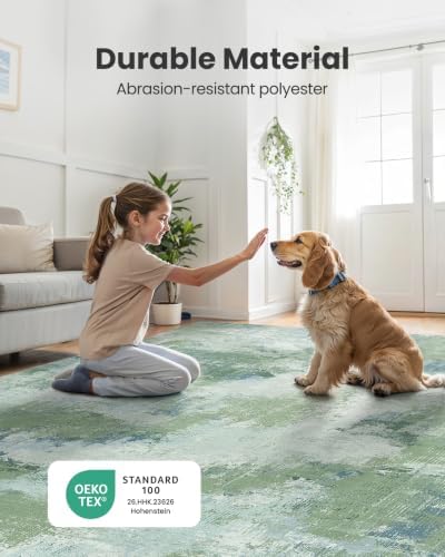 Amada Washable 9'x12' Abstract Area Rug - Image 7