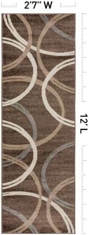 Rugshop Wavy Circles Modern Jute Backing Runner Rug Brown 2'7" x 12' - Image 2