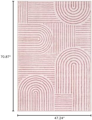 Lahome Abstract Washable Pink Rug, 4x6 Rugs - Image 2