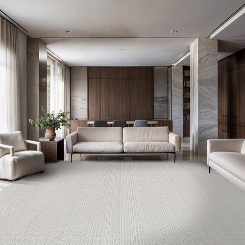 Luul Home Micro Loop Indoor Rug White 8x10 Boho Geometric Neutral Area Rugs - Image 5