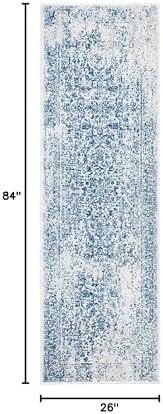SAFAVIEH Evoke Runner Rug 2'2"x7', Ivory & Navy EVK256N - Image 2