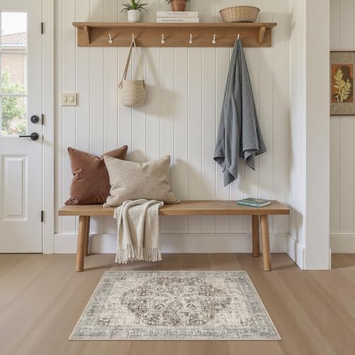 Tortania Runner Rug 2x3 Living Room Rug Washable Soft Brown/Blue - Image 3