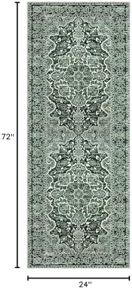 KUTA Runners for Hallways 2x6 Dark Green Vintage Washable Kitchen Rug - Image 2