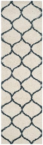 SAFAVIEH Hudson Shag Runner Rug 2'3"x16', Plush Ivory & Steel Blue SGH280T - Image 2