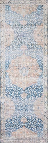 Loloi Layla Blue/Tangerine 2'-6" x 12'-0" Runner Rug - Image 3