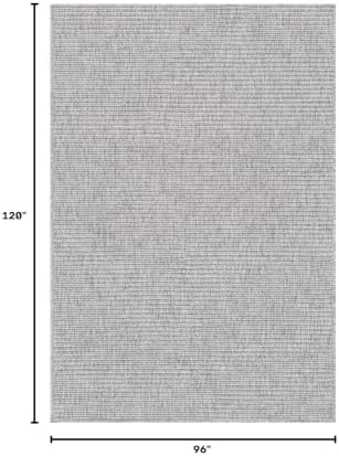 Beverly Rug Easy Jute Gray Rug 8x10 Solid Washable Durable Outdoor Indoor Area - Image 2