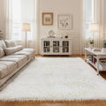 5x8 Cream White Fluffy Shag Rug by KICHOWUA